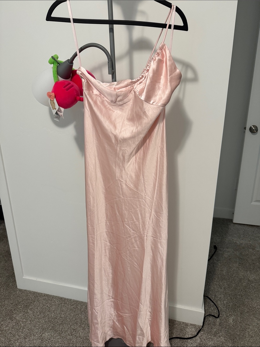 Selfie Leslie Blush Satin Slip Dress- size M